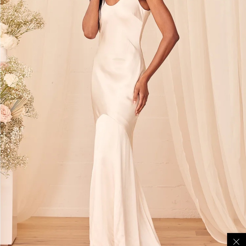 Lulus champagne satin Maxi Dress